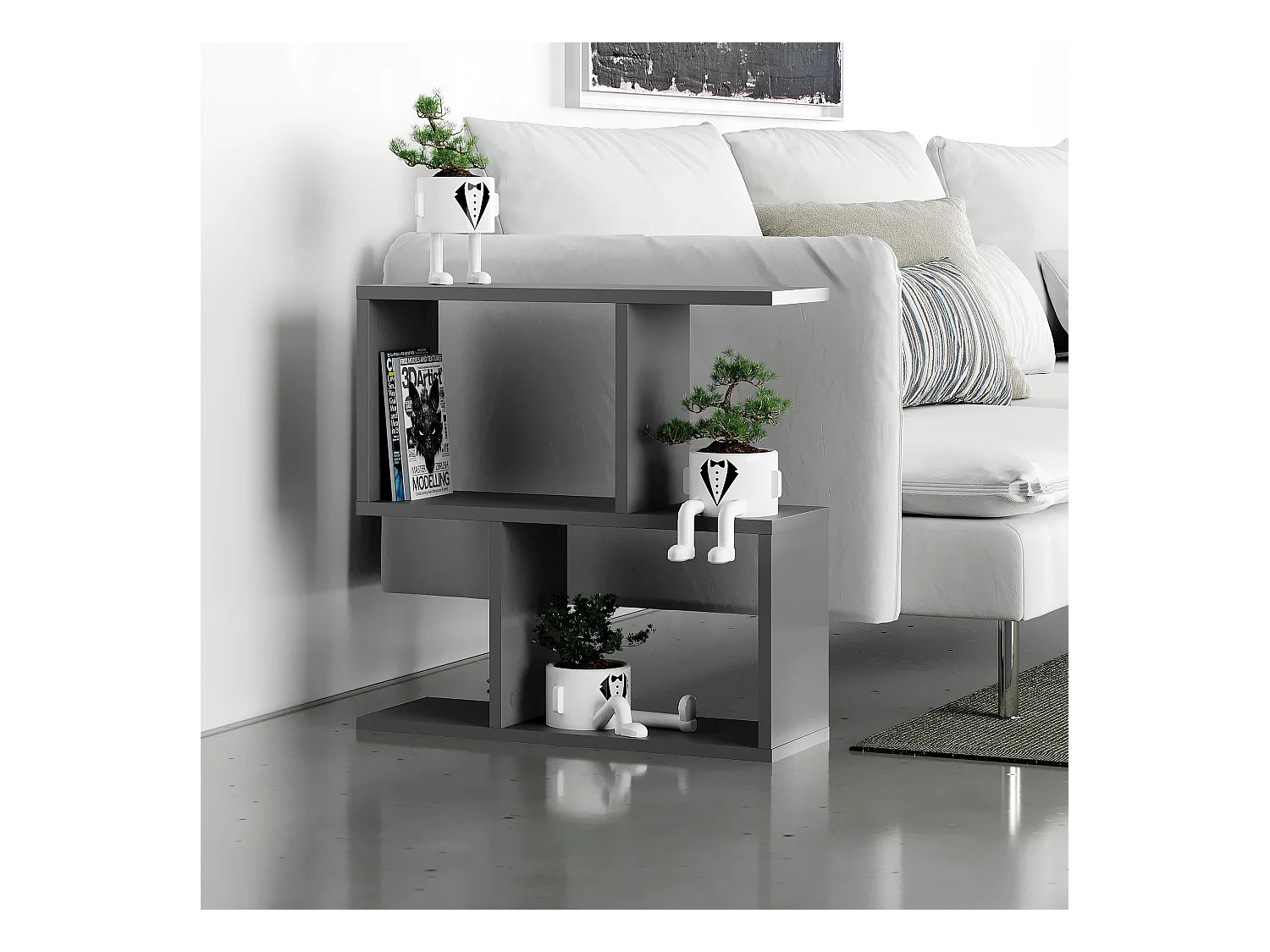 Table basse HOMEMANIA- gris anthracite, 60x60x20