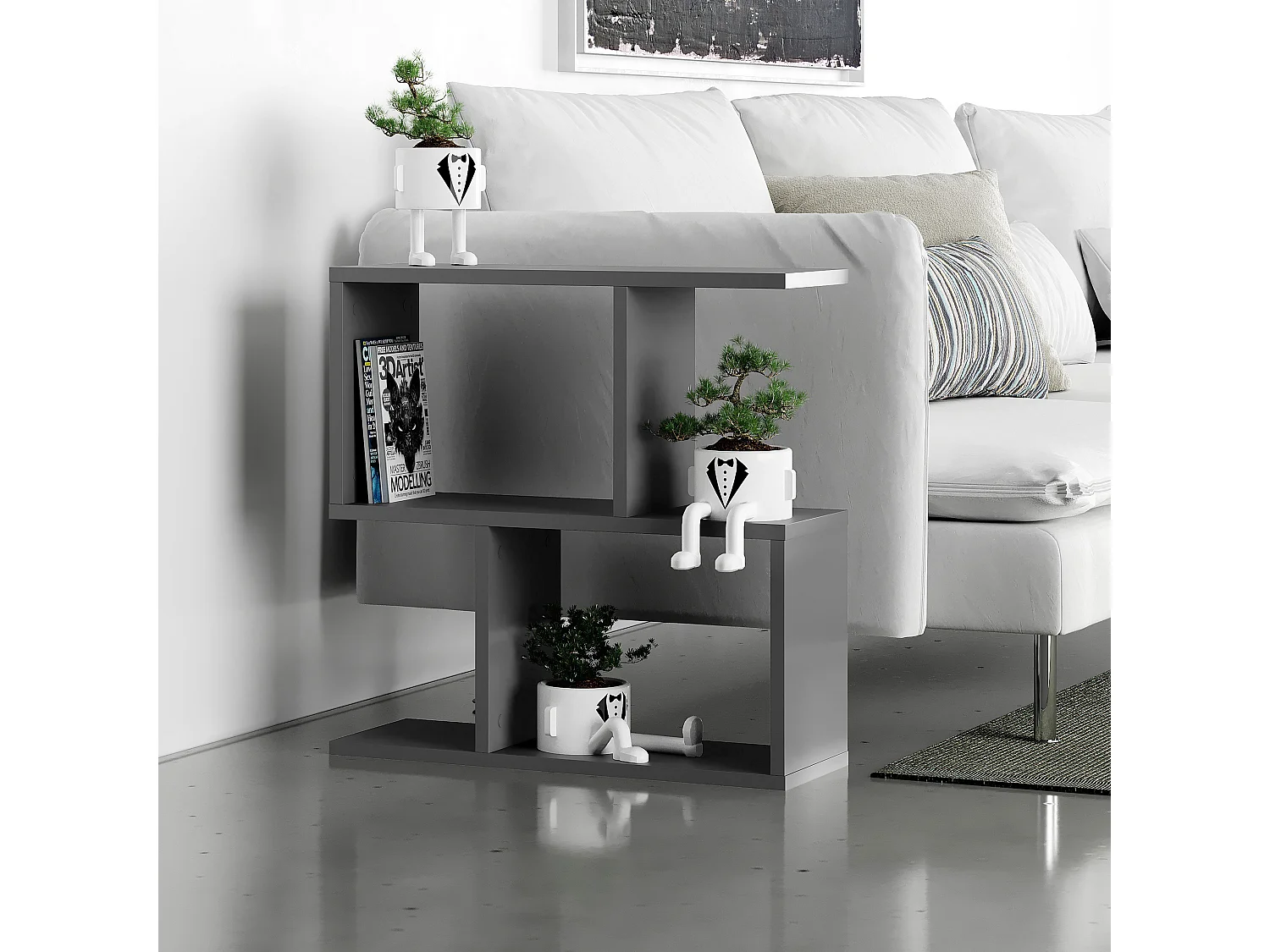 Table basse HOMEMANIA- gris anthracite, 60x60x20