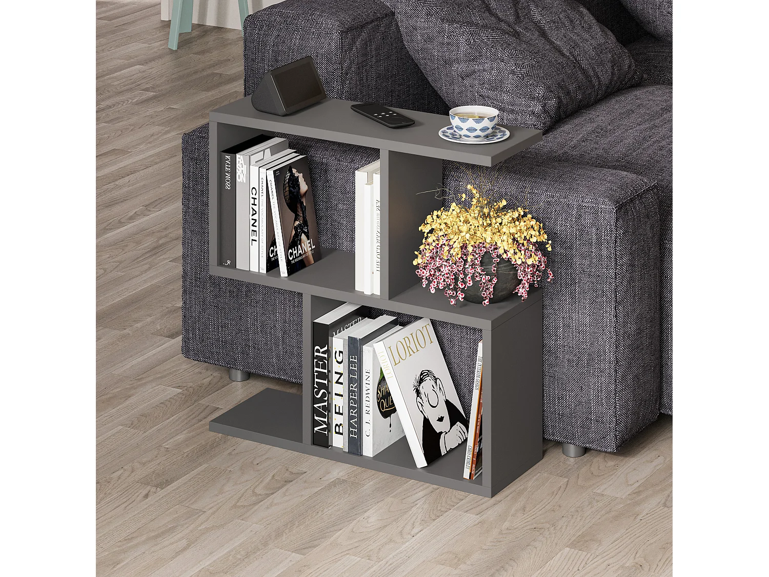 Table basse HOMEMANIA- gris anthracite, 60x60x20