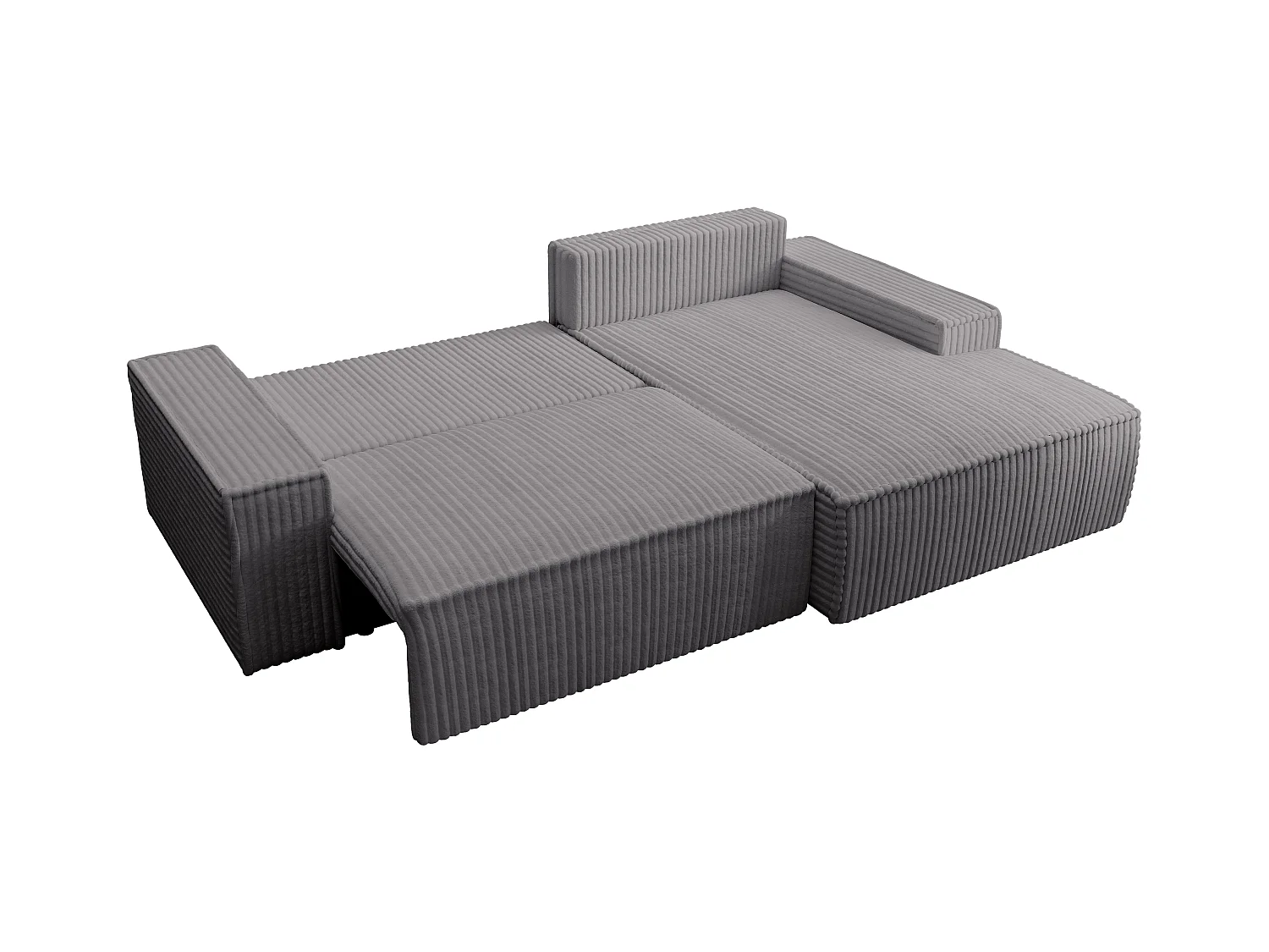 Canapé d'angle droit convertible en velours côtelé grosses côtes gris anthracite AMELIA