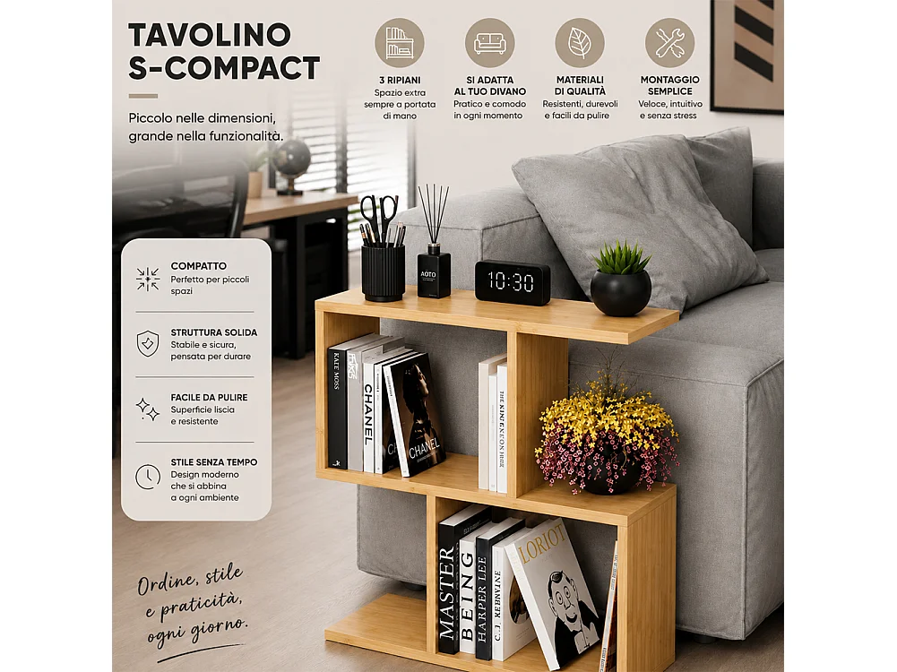 Tavolino HOMEMANIA- colore naturale chiaro, 60x60x20