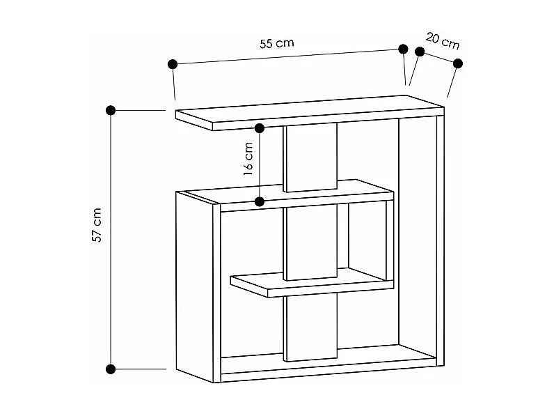 Decortie Blanc 20x55x57cm Table d'Appoint avec 3 Niveaux Panneau de Particules Table d'Appoint Saly