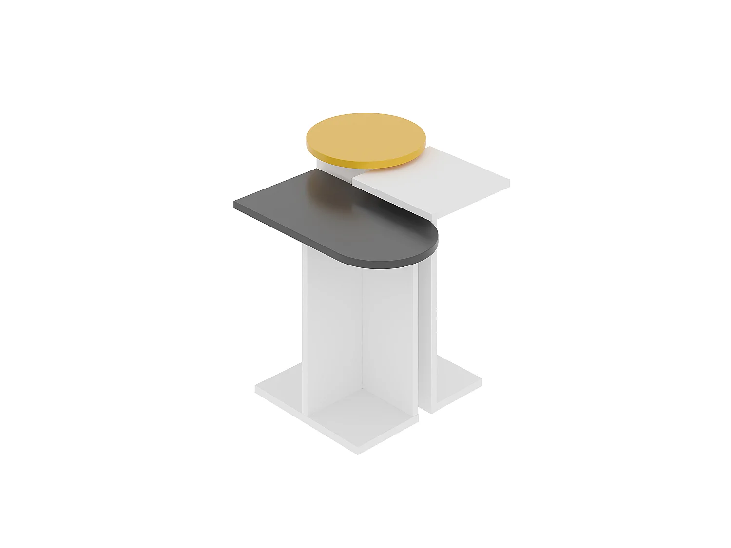 Beistelltisch MUND - Weiß-Anthrazit-Senf - 50 x 27 x 46 cm