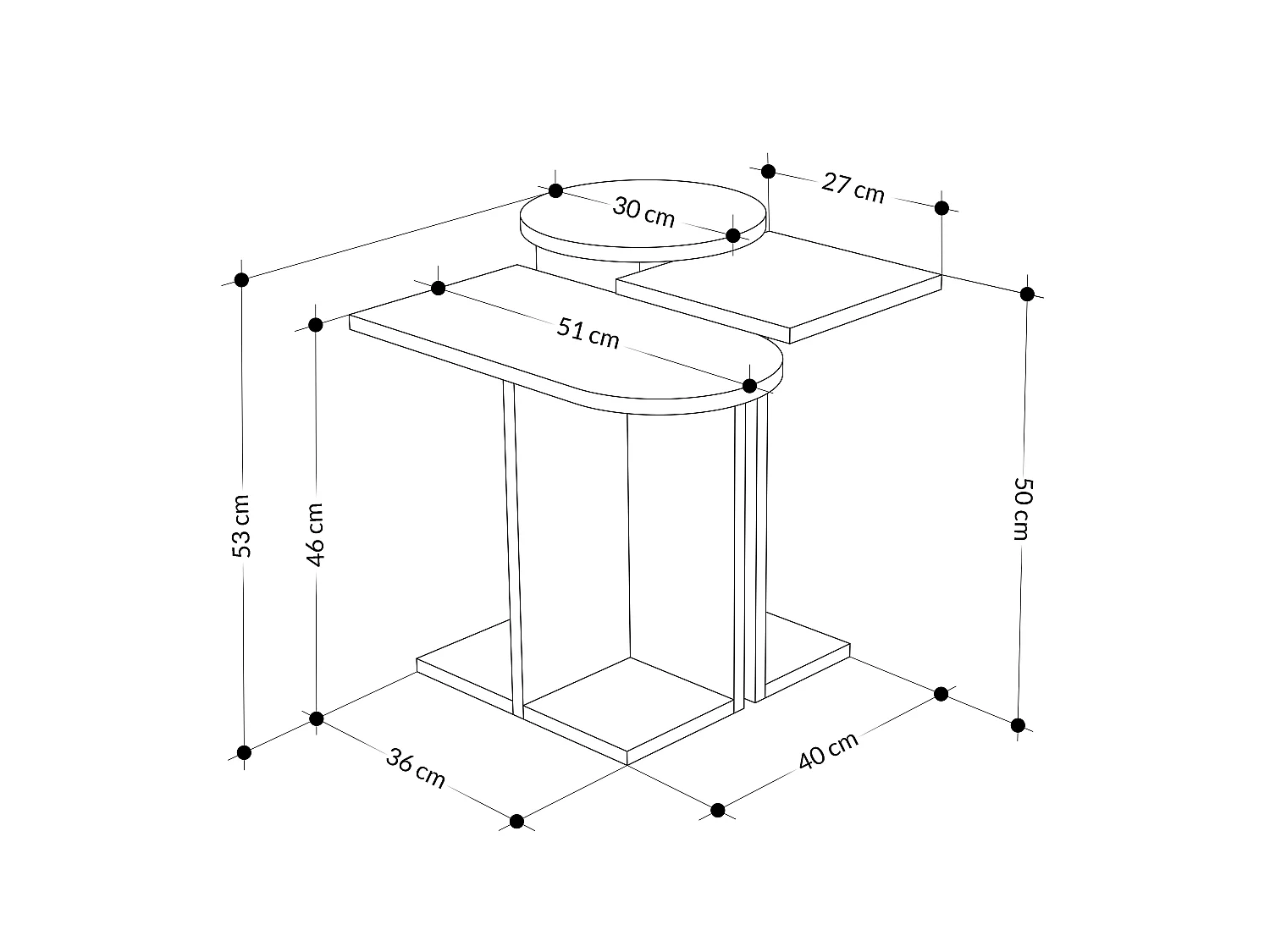 Beistelltisch MUND - Weiß-Anthrazit-Senf - 50 x 27 x 46 cm