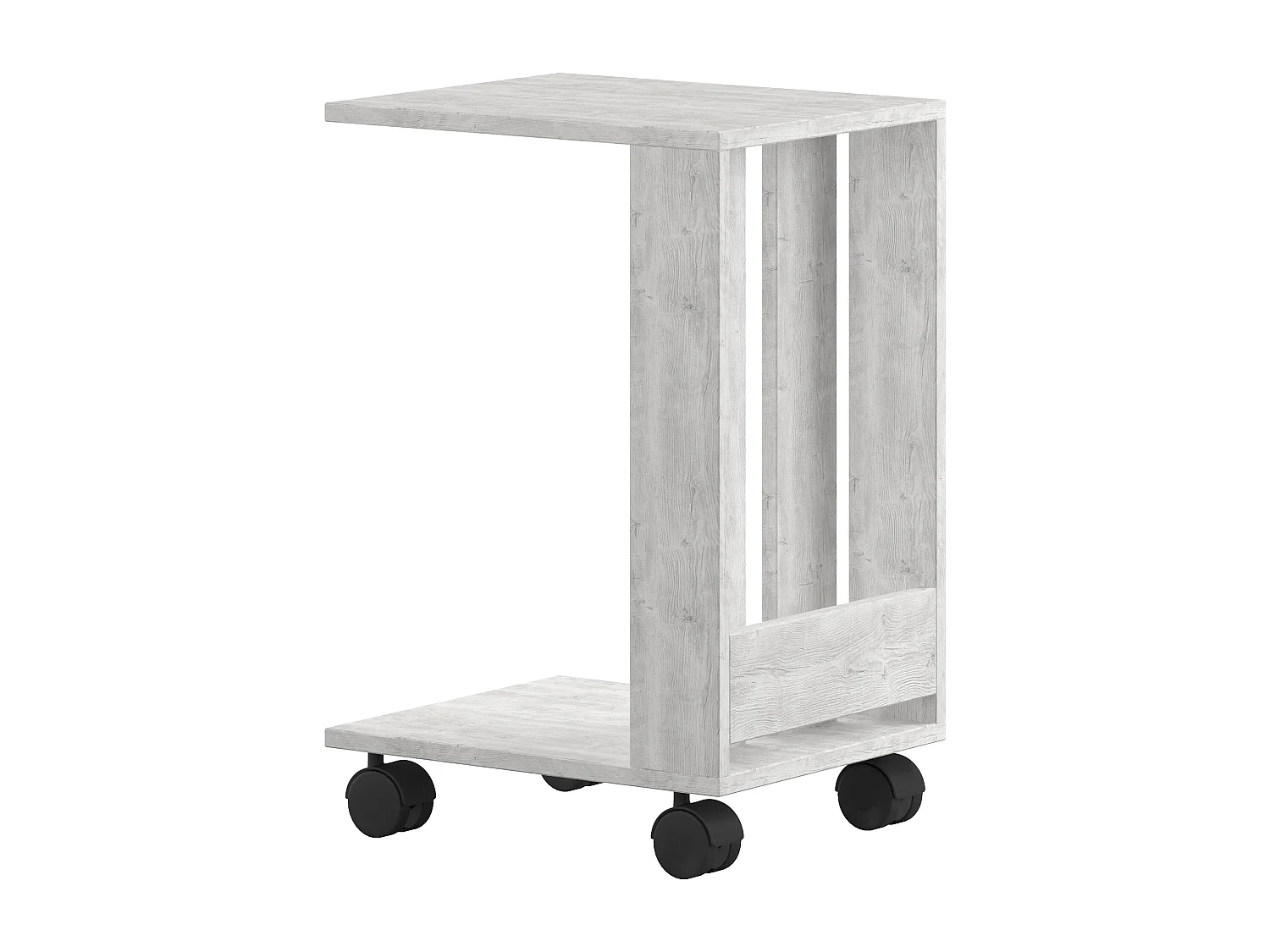 Decortie Blanc 45x37x67cm Table d'appoint avec roulettes Panneau de particules Table de canapé Edi