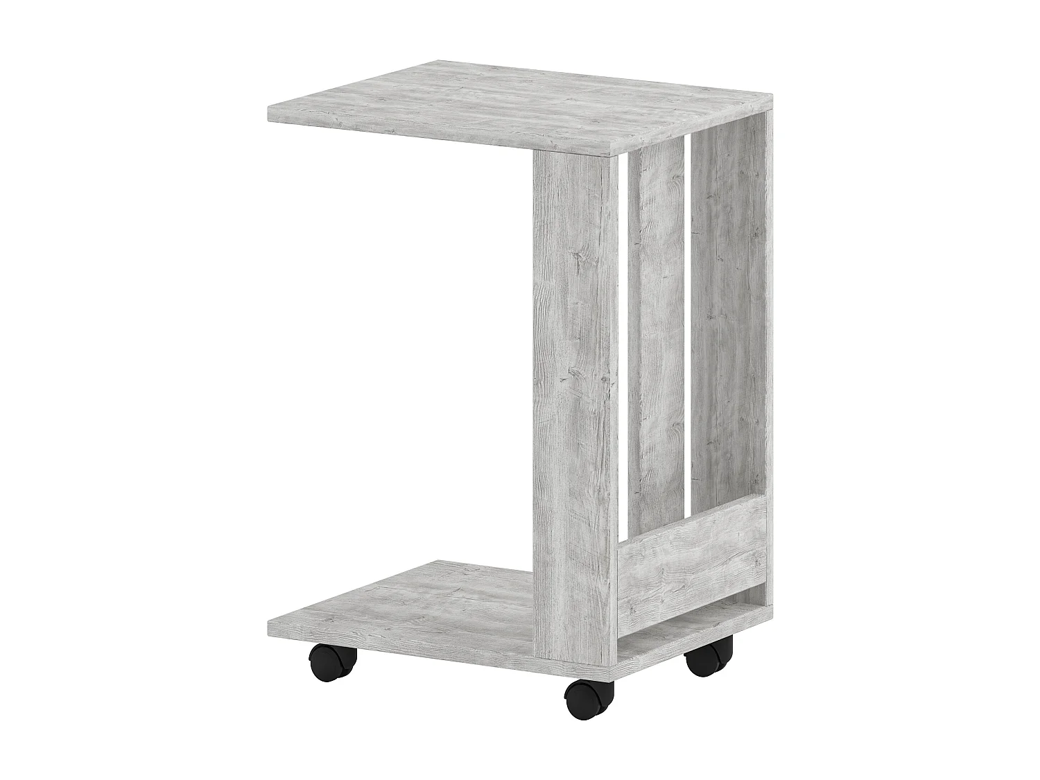 Decortie Blanc 45x37x67cm Table d'appoint avec roulettes Panneau de particules Table de canapé Edi