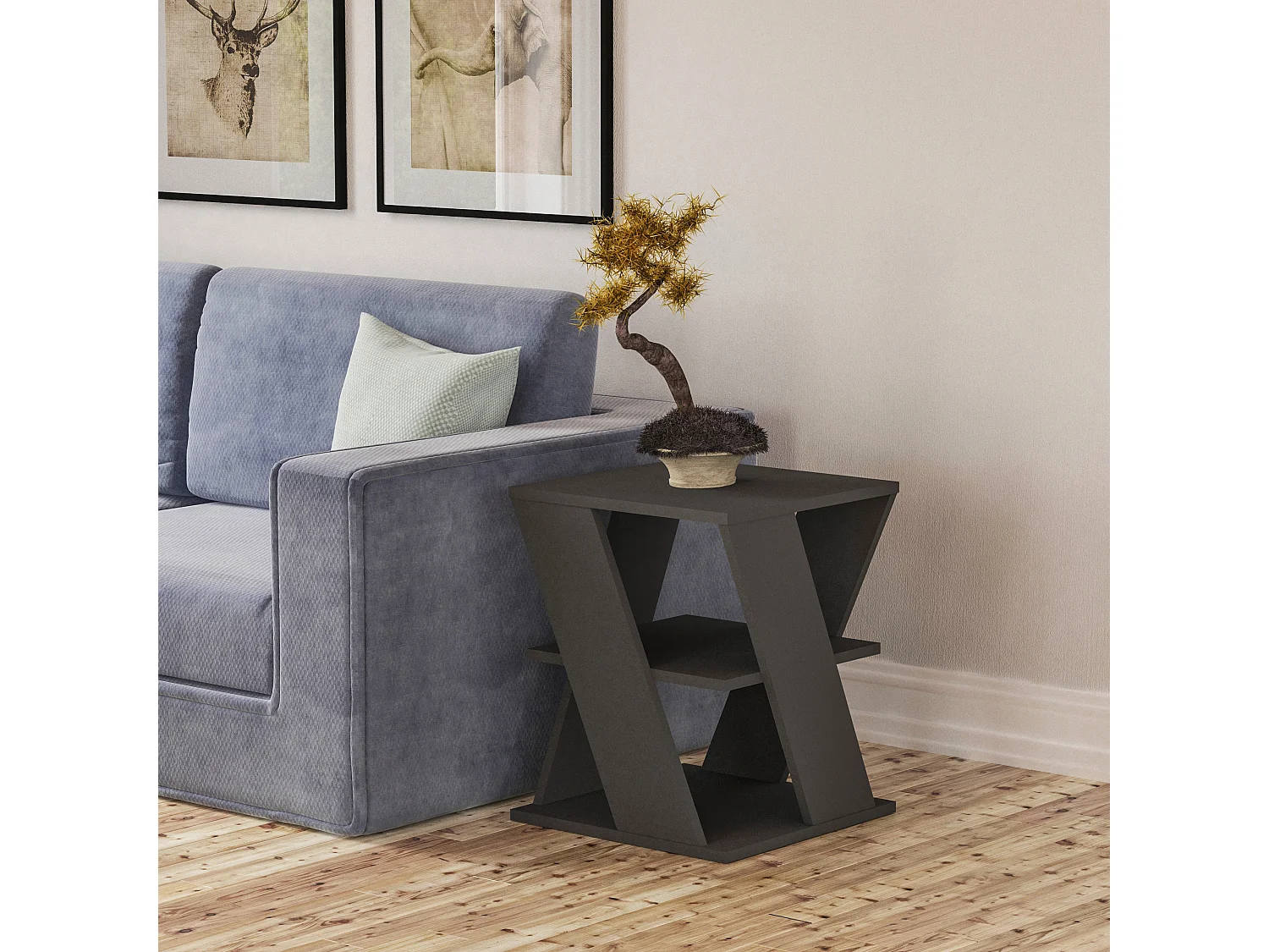 Table basse CYCLO- naturel foncé, 55x55x55