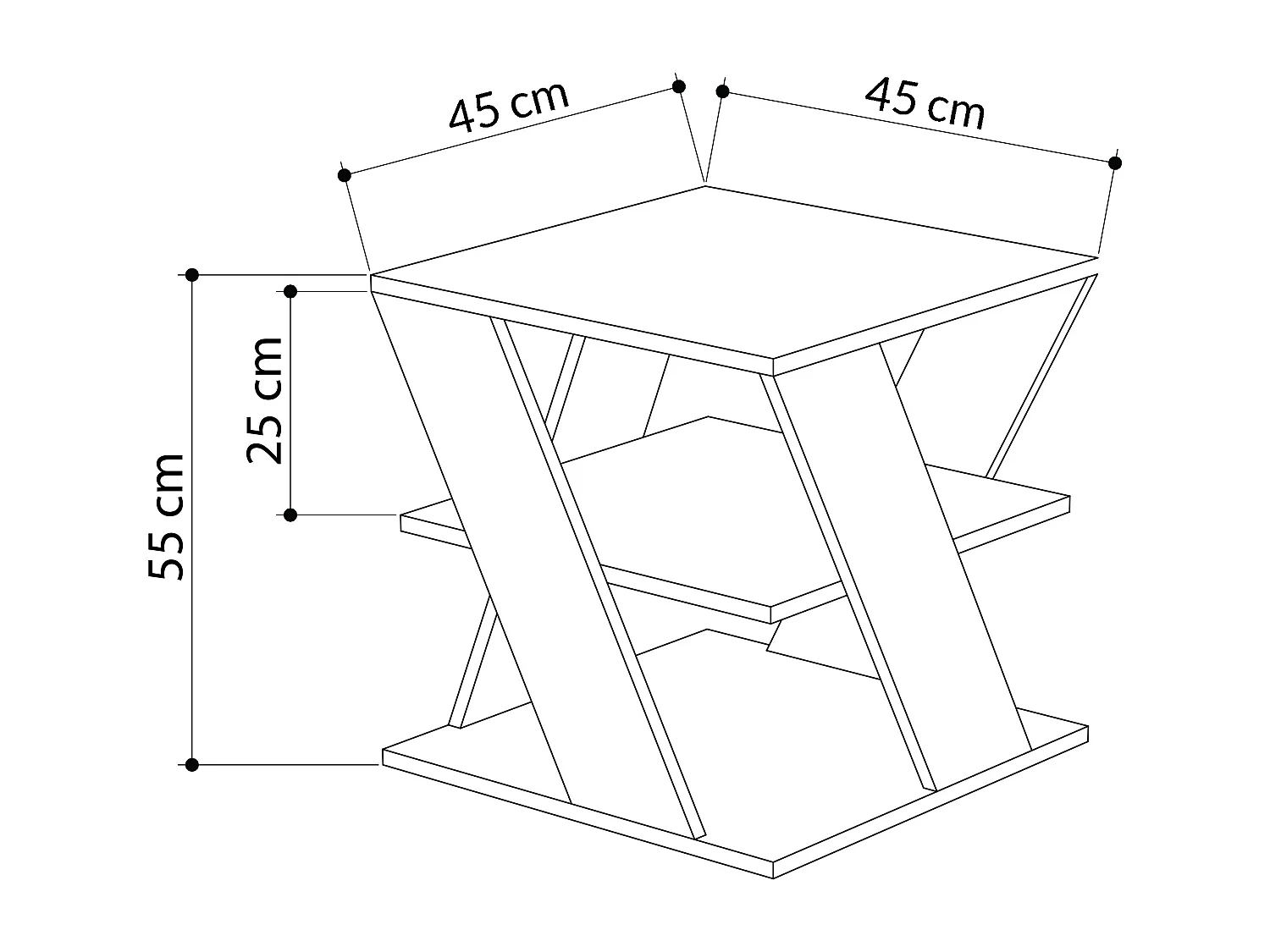 Tavolino CYCLO- scuro naturale, 55x55x55