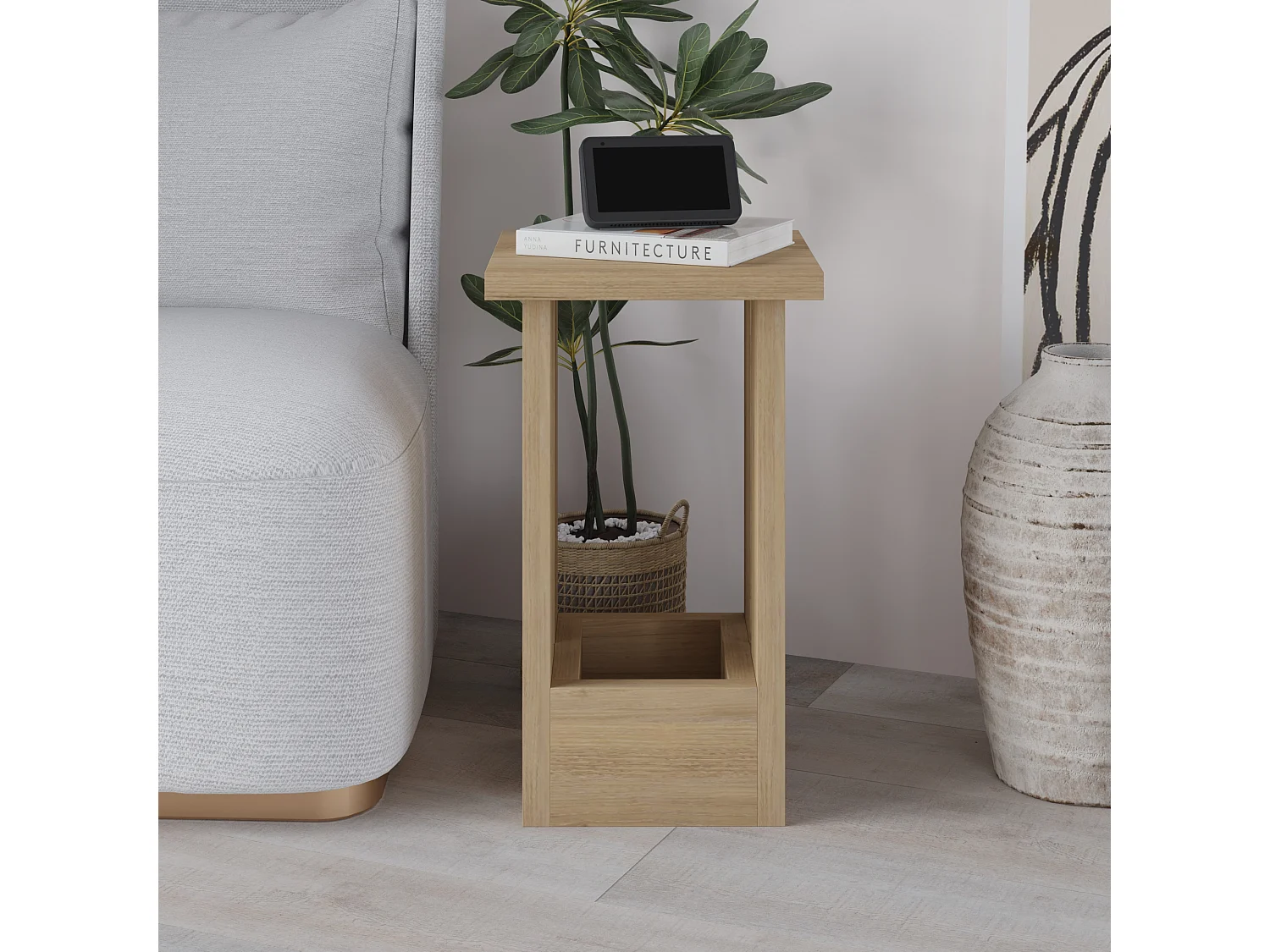 Decortie Eiken 30x30x50.5cm Bijzettafel Spaanplaat Salontafel Tasos