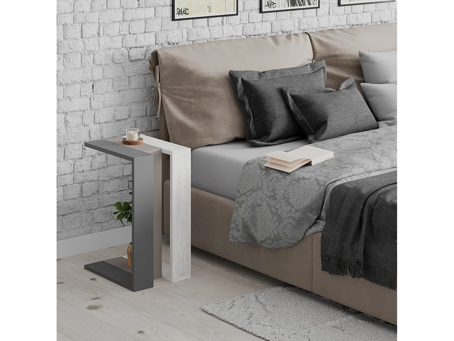 Table d'appoint MUJU- gris anthracite, 30x57x40