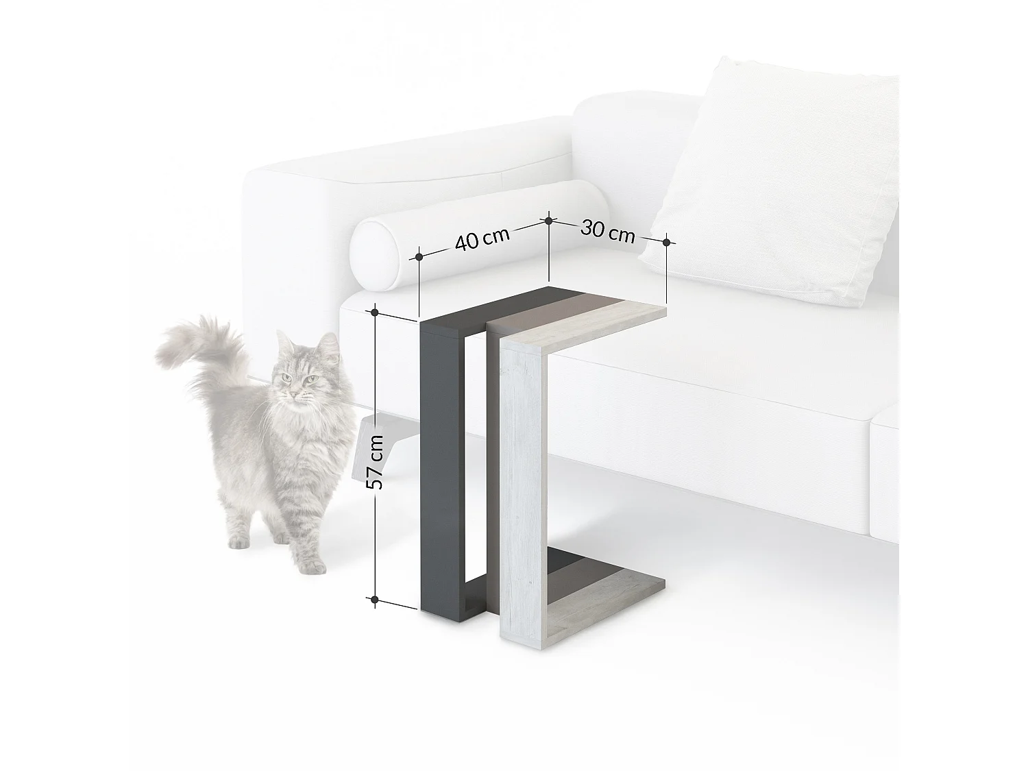 Table d'appoint MUJU- gris anthracite, 30x57x40