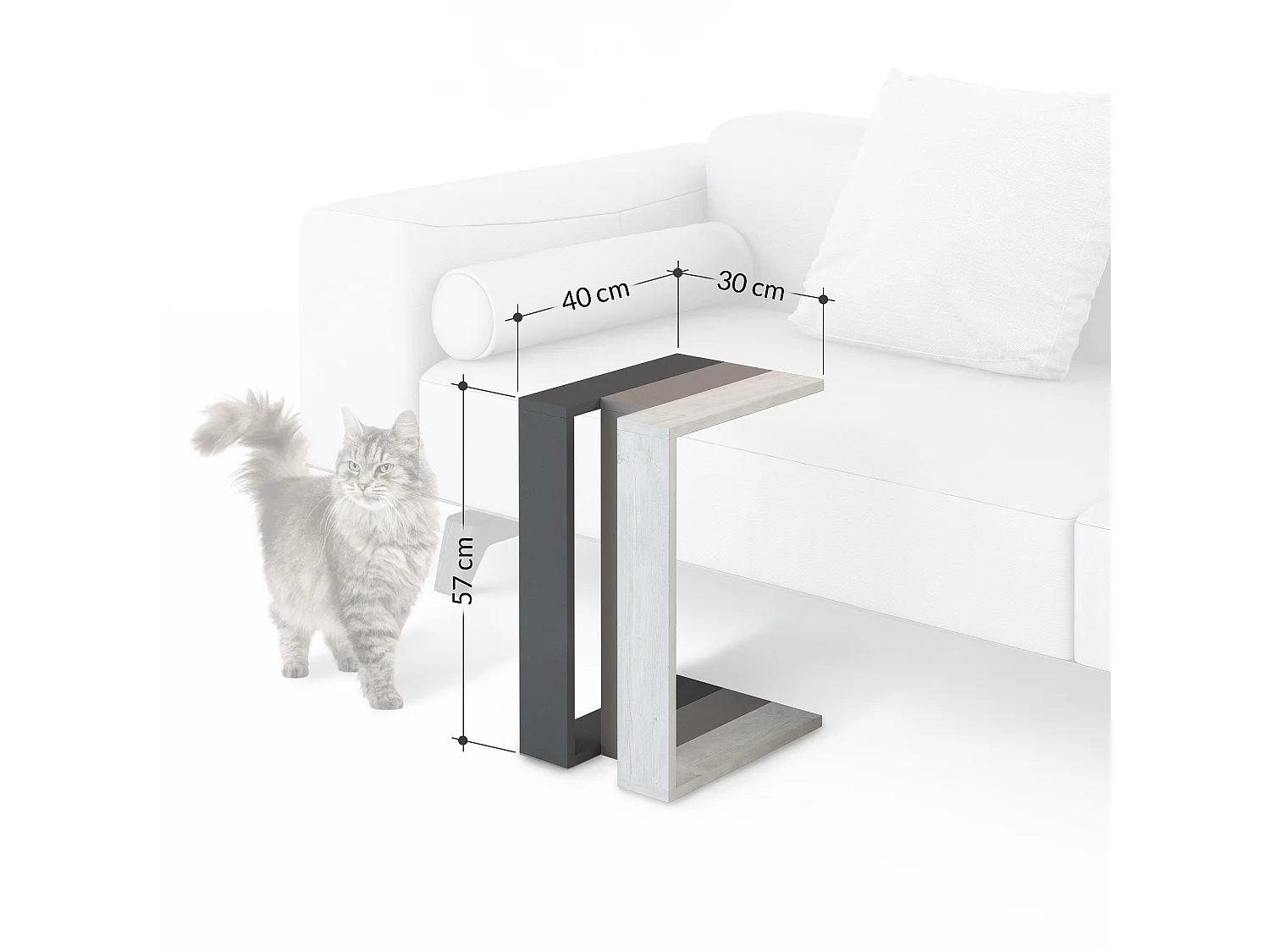 Table d'appoint MUJU- gris anthracite, 30x57x40