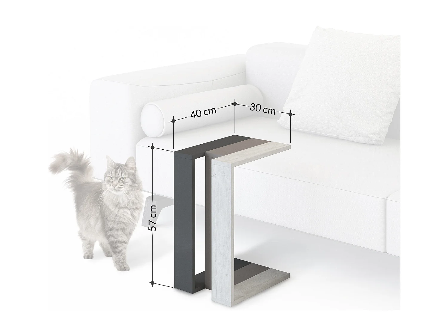 Beistelltisch MUJU- Grau, 30x57x40