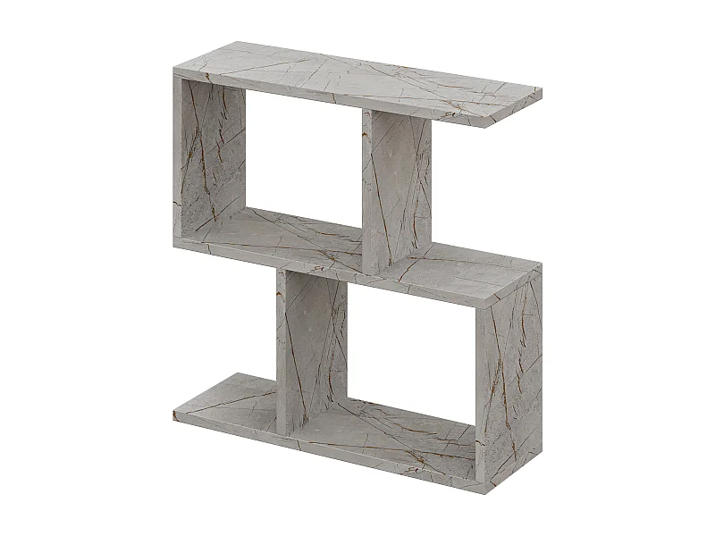 Decortie Effet Marbre Doré 19.5x60x60cm Table d'appoint à 2 niveaux Aggloméré Table latérale rectangulaire Homemania