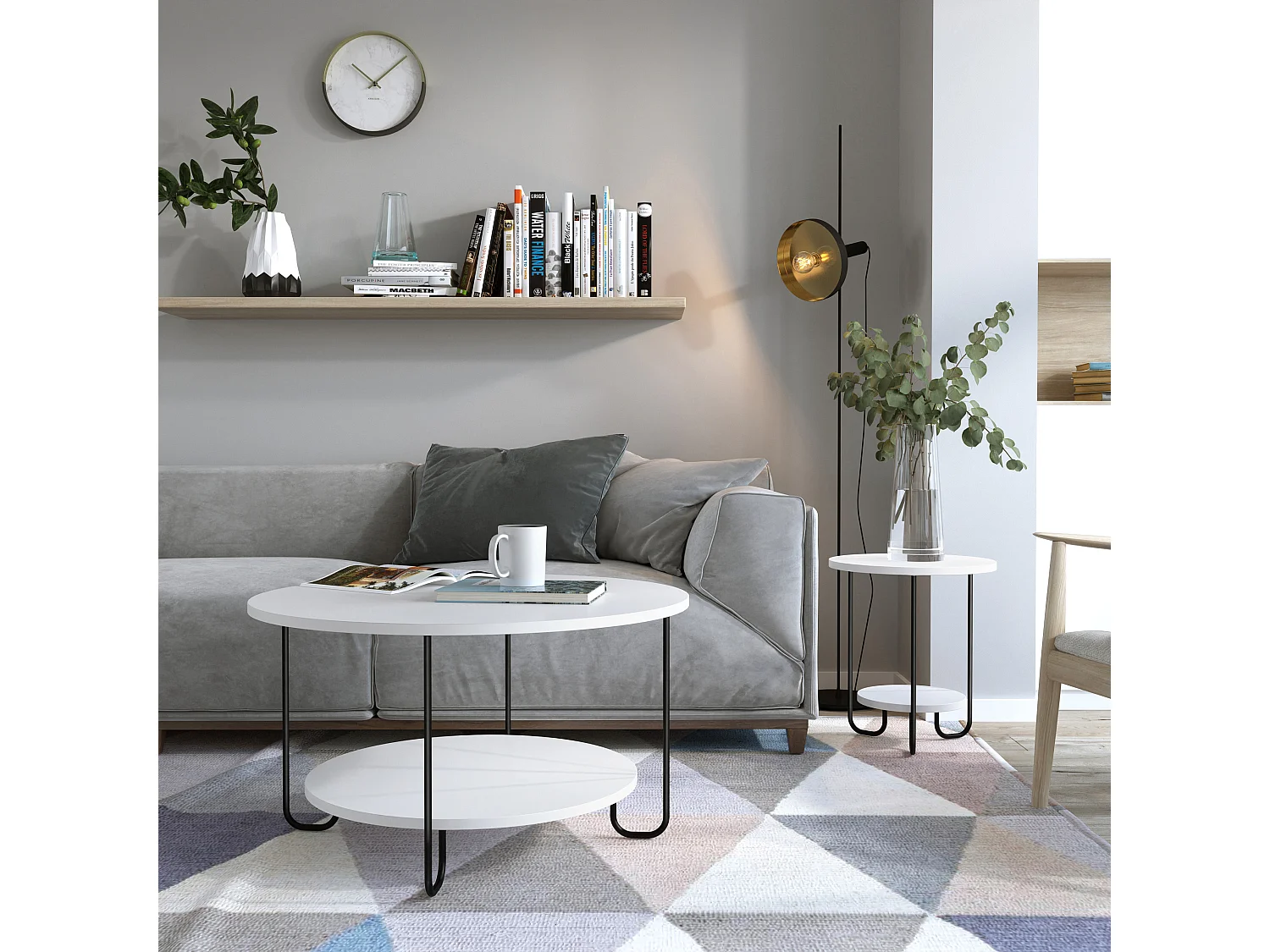 Beistelltisch CORRO  -  Weiß - 80 x 80 x 45 cm