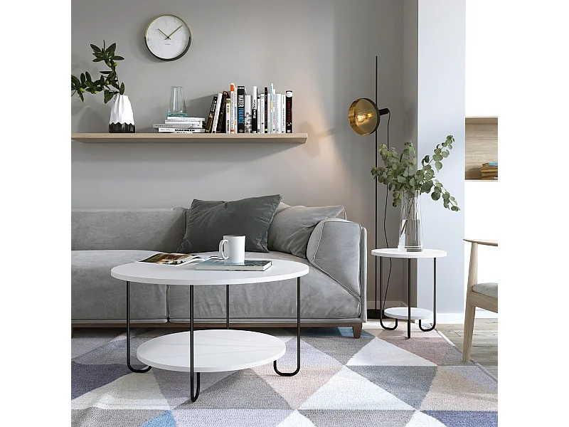 Beistelltisch CORRO  -  Weiß - 80 x 80 x 45 cm