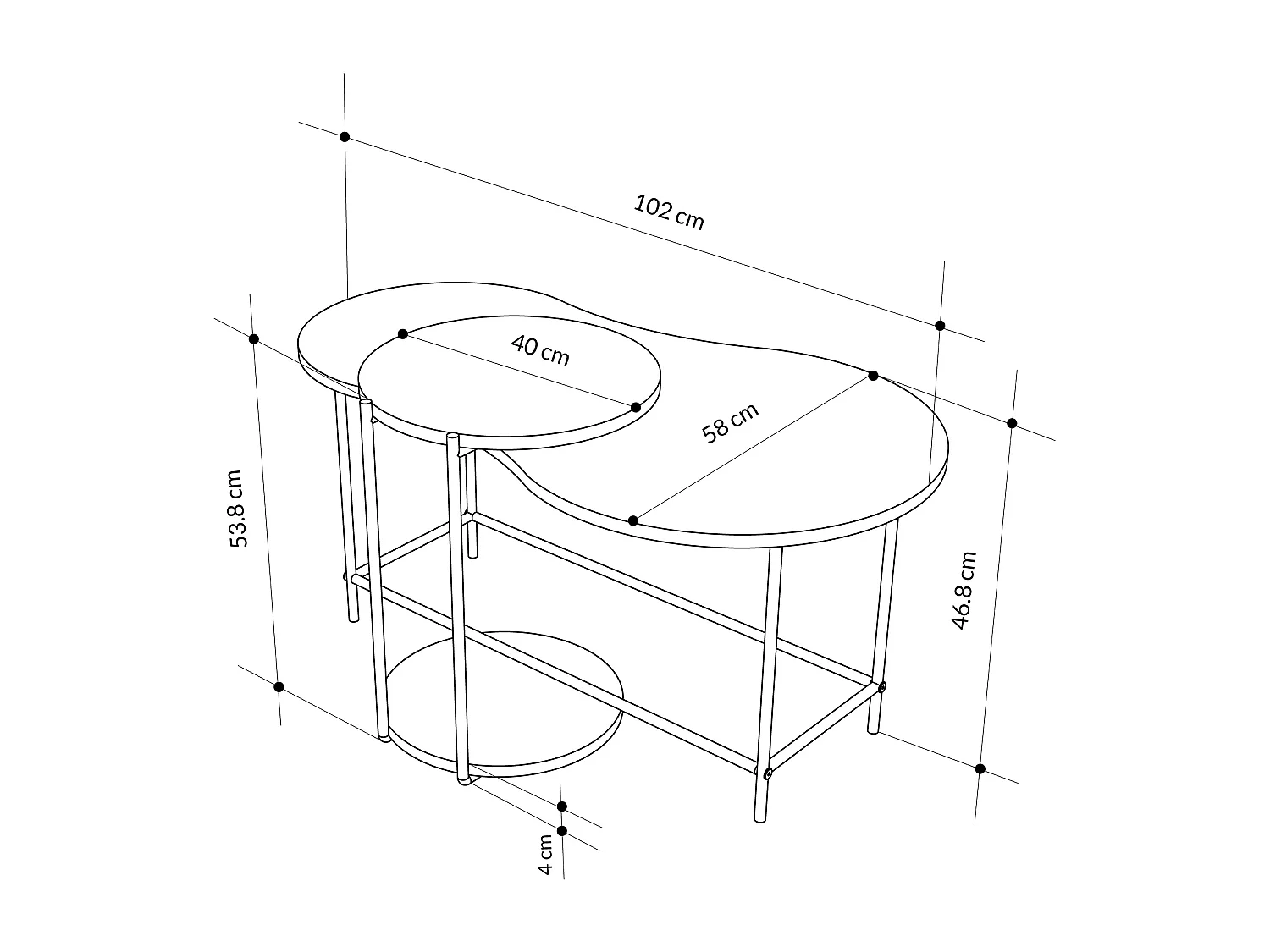 Decortie Chêne, Vert Cendré 65x102.5x53.8cm Tables gigognes 2 pièces Panneau de particules, Métal Table basse de rangement Cuddle