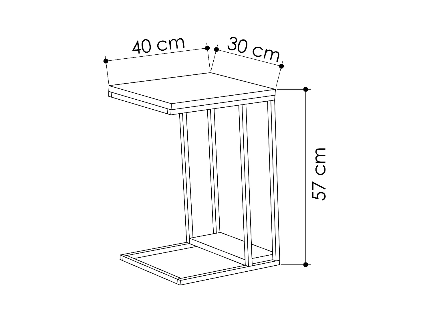 Decortie Eiken 40x30x57cm C-Tafel Spaanplaat, Metaal Slaapbanktafel Pal