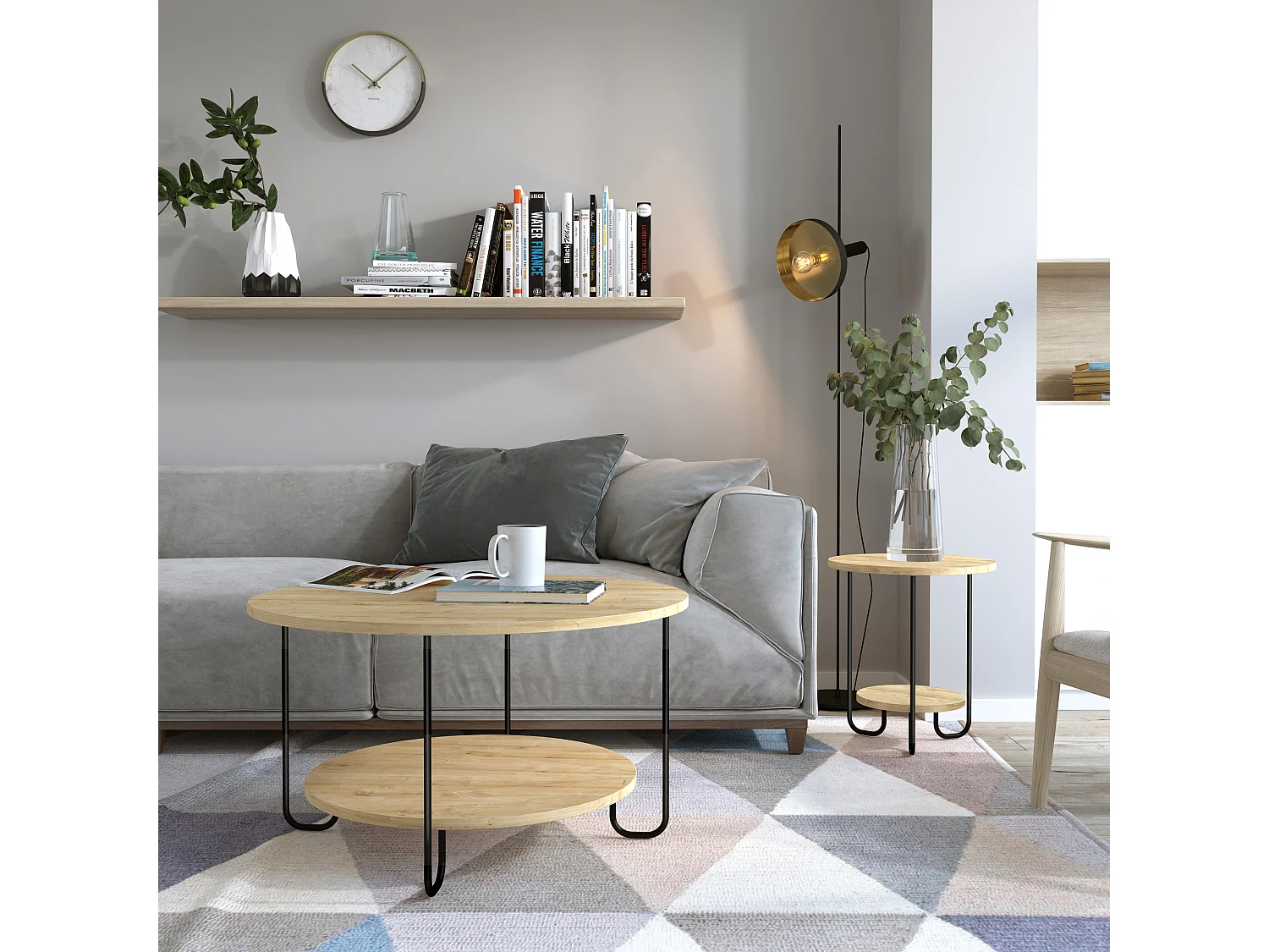 Beistelltisch CORRO  -  Eiche - 80 x 80 x 45 cm