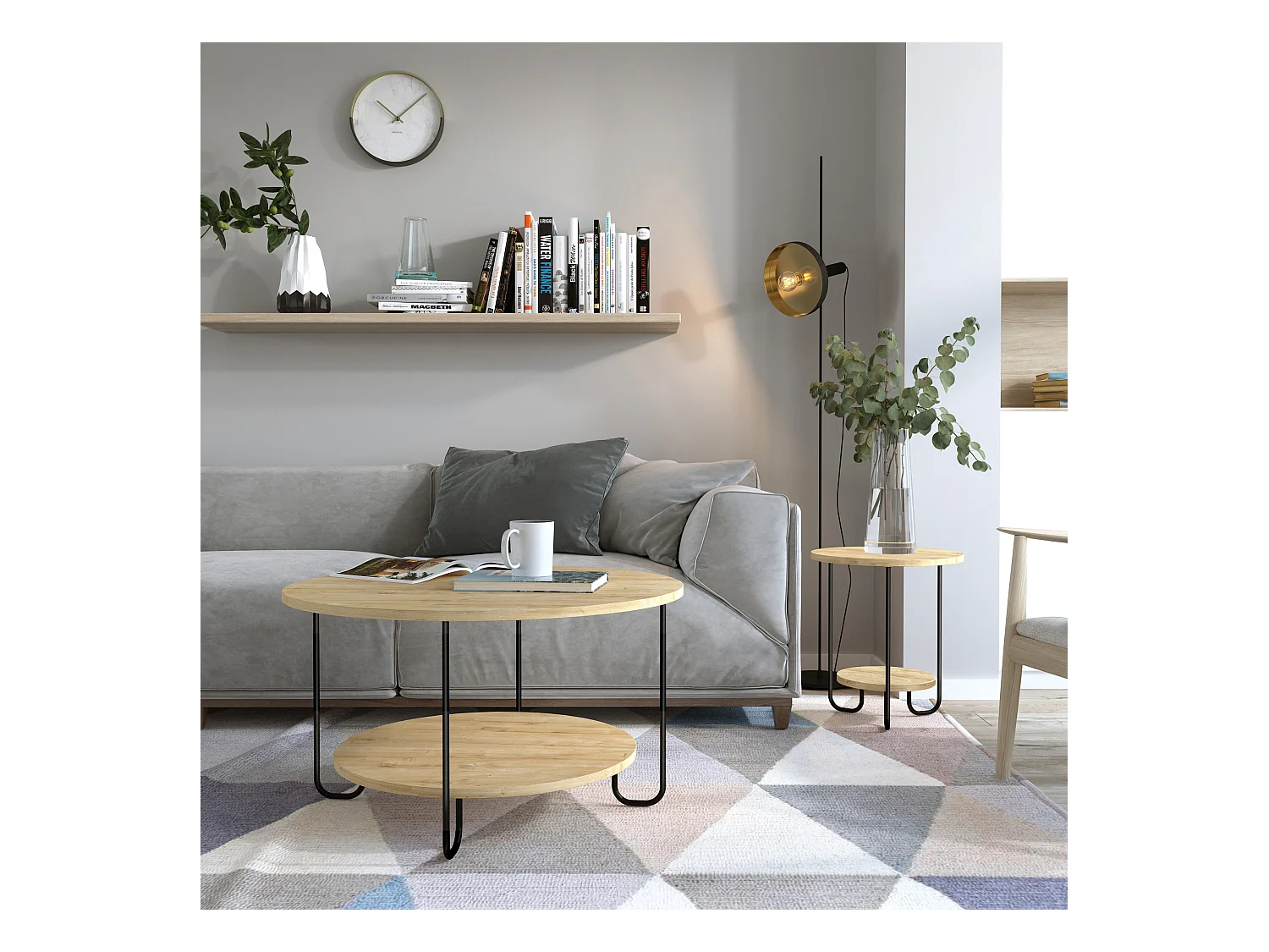Beistelltisch CORRO  -  Eiche - 80 x 80 x 45 cm