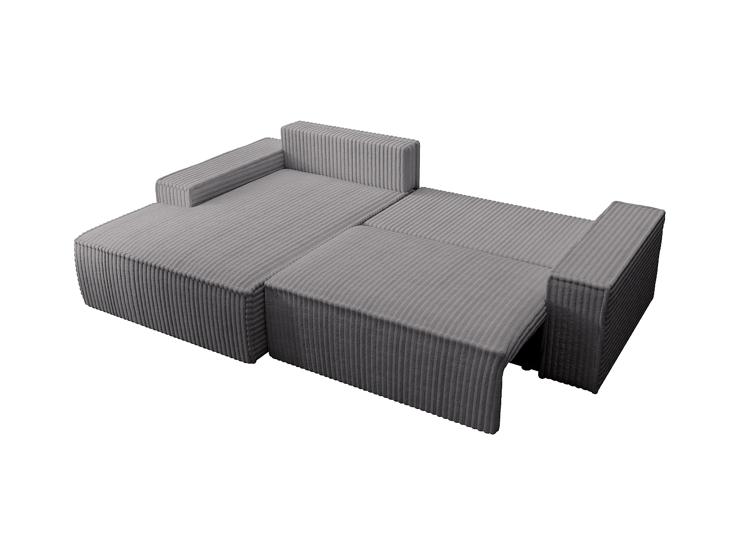 Canapé d'angle gauche convertible en velours côtelé grosses côtes gris anthracite AMELIA