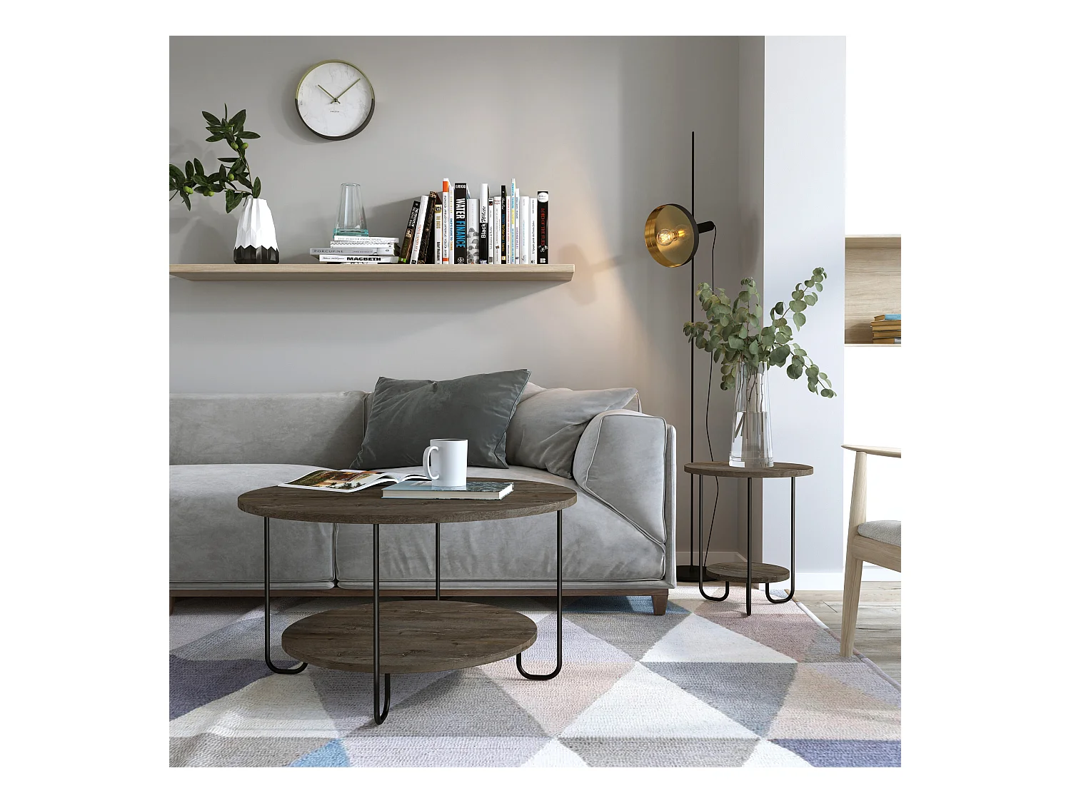 Beistelltisch CORRO  -  Dunkler Kaffee  - 80 x 80 x 45 cm