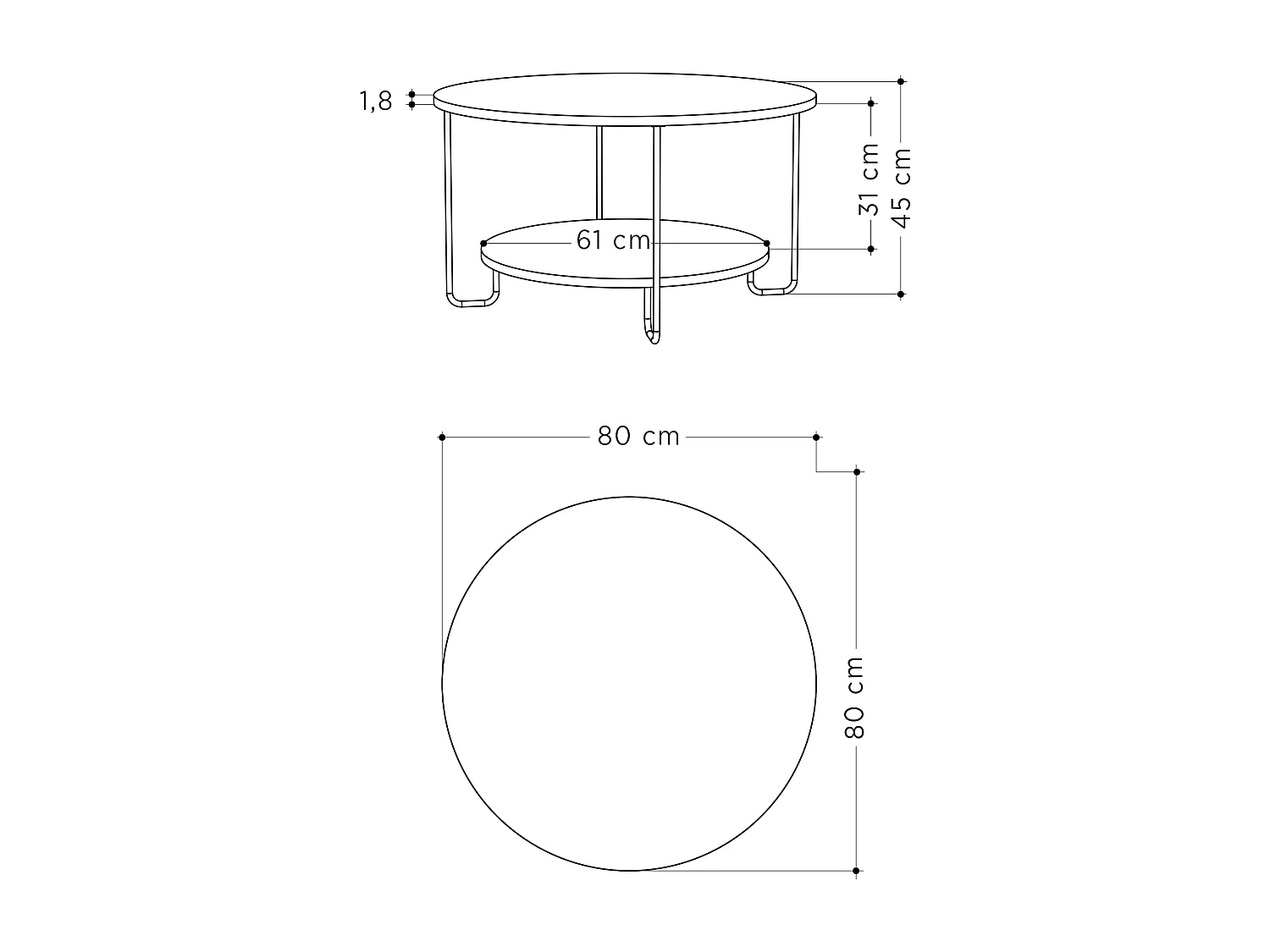 Beistelltisch CORRO  -  Dunkler Kaffee  - 80 x 80 x 45 cm