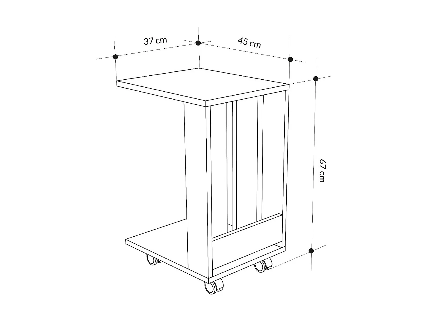 Table d'appoint EDI blanc, 37x60x45
