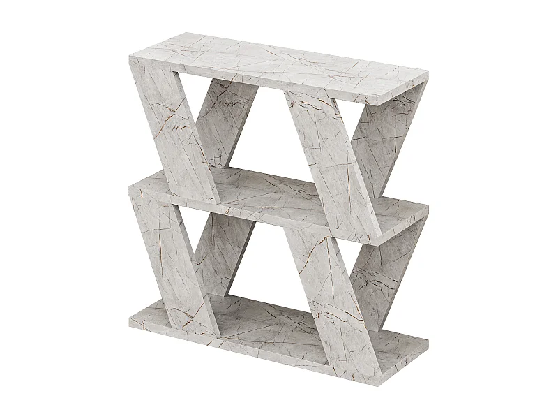 Decortie Effet Marbre Doré 21.2x60x55.4cm Table d'appoint à 2 niveaux Panneau de particules Table d'appoint rectangulaire Lazena