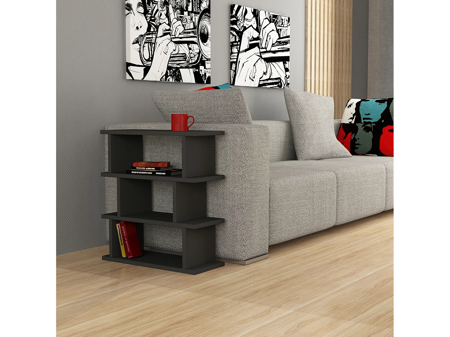 Table d'appoint TOTEM - gris anthracite, 54x60x22