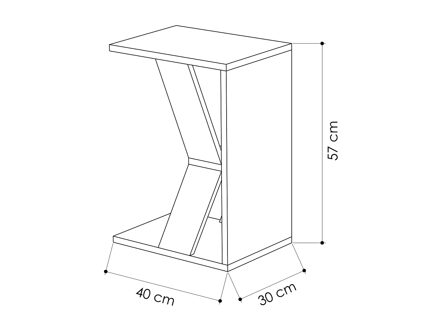 Beistelltisch NAZE- Naturfarben hell, 30x57x40