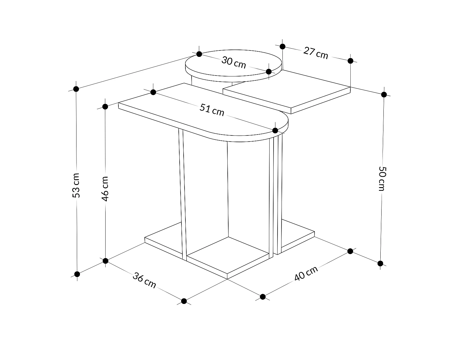 Beistelltisch MUND- Weiß, 50x46x27