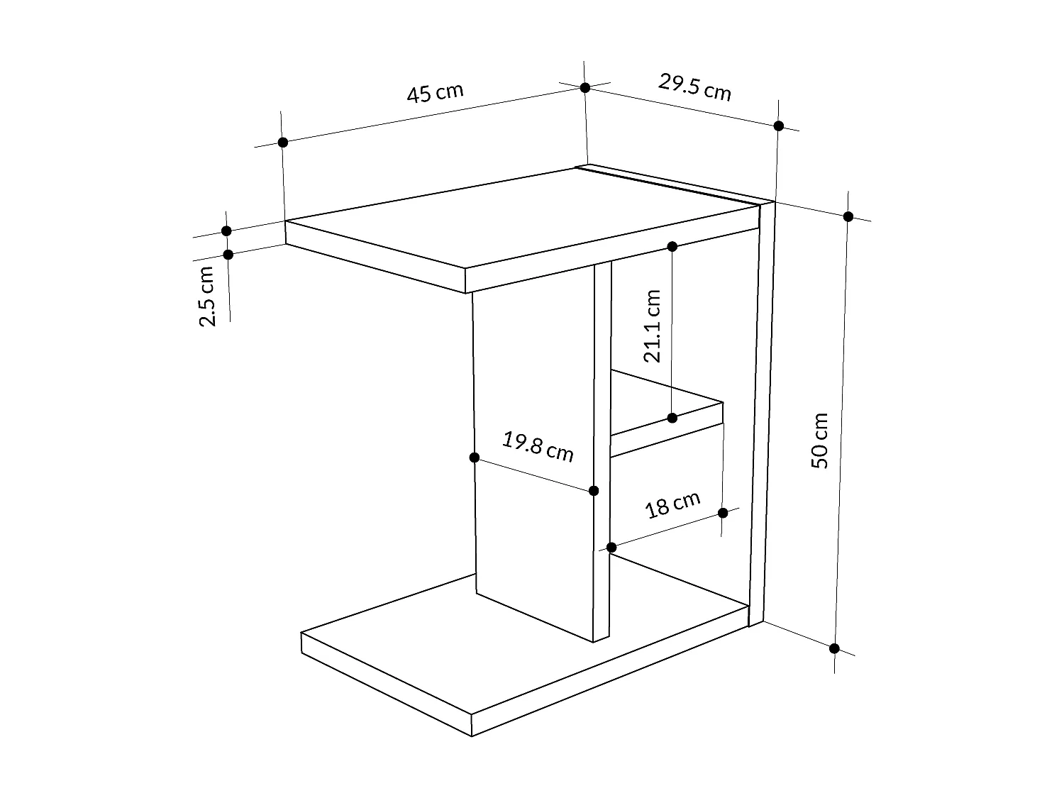 Decortie Gris Anthracite, Blanc 29.5x50x45cm Table en C Panneau de particules Table de canapé Komoti