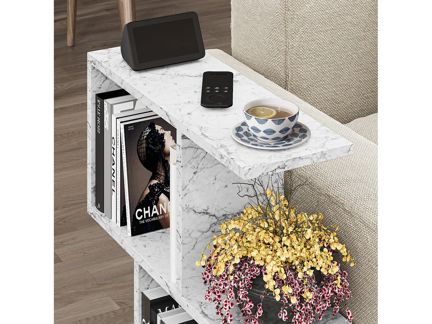 Beistelltisch HOMEMANIA-Carrara - 60 x 20 x 60 cm