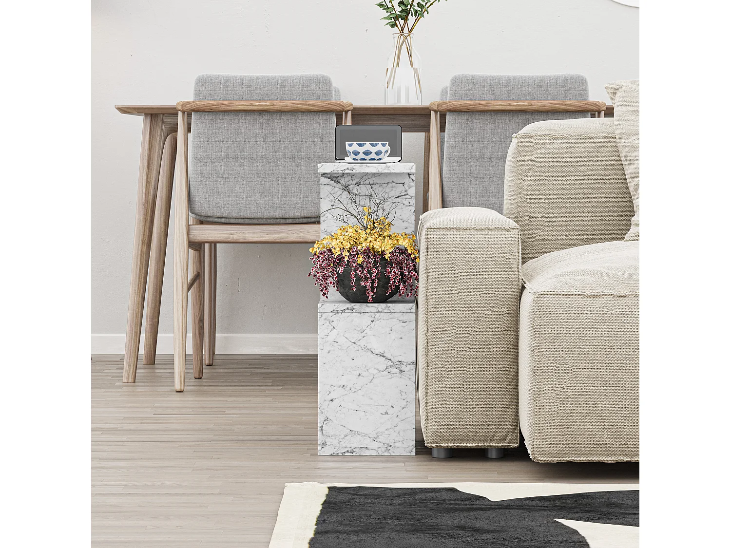 Beistelltisch HOMEMANIA-Carrara - 60 x 20 x 60 cm