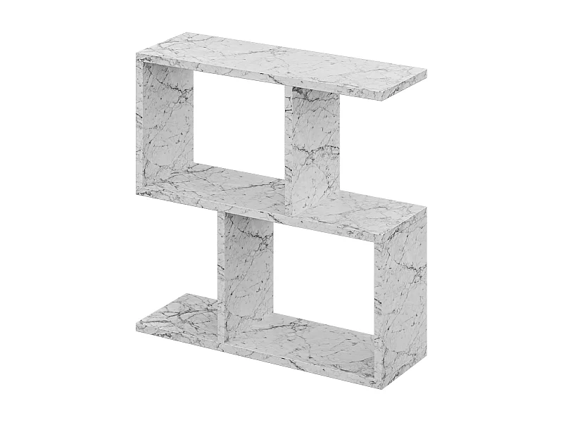 Decortie Effet Marbre Blanc 19.5x60x60cm Table d'appoint à 2 niveaux, panneau de particules Table latérale Homemania