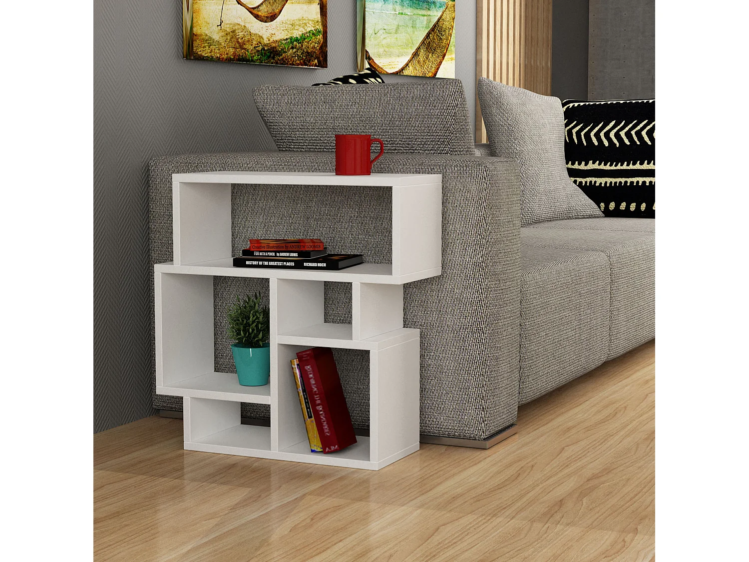 Table d'appoint KARMA- blanc, 59x61x22