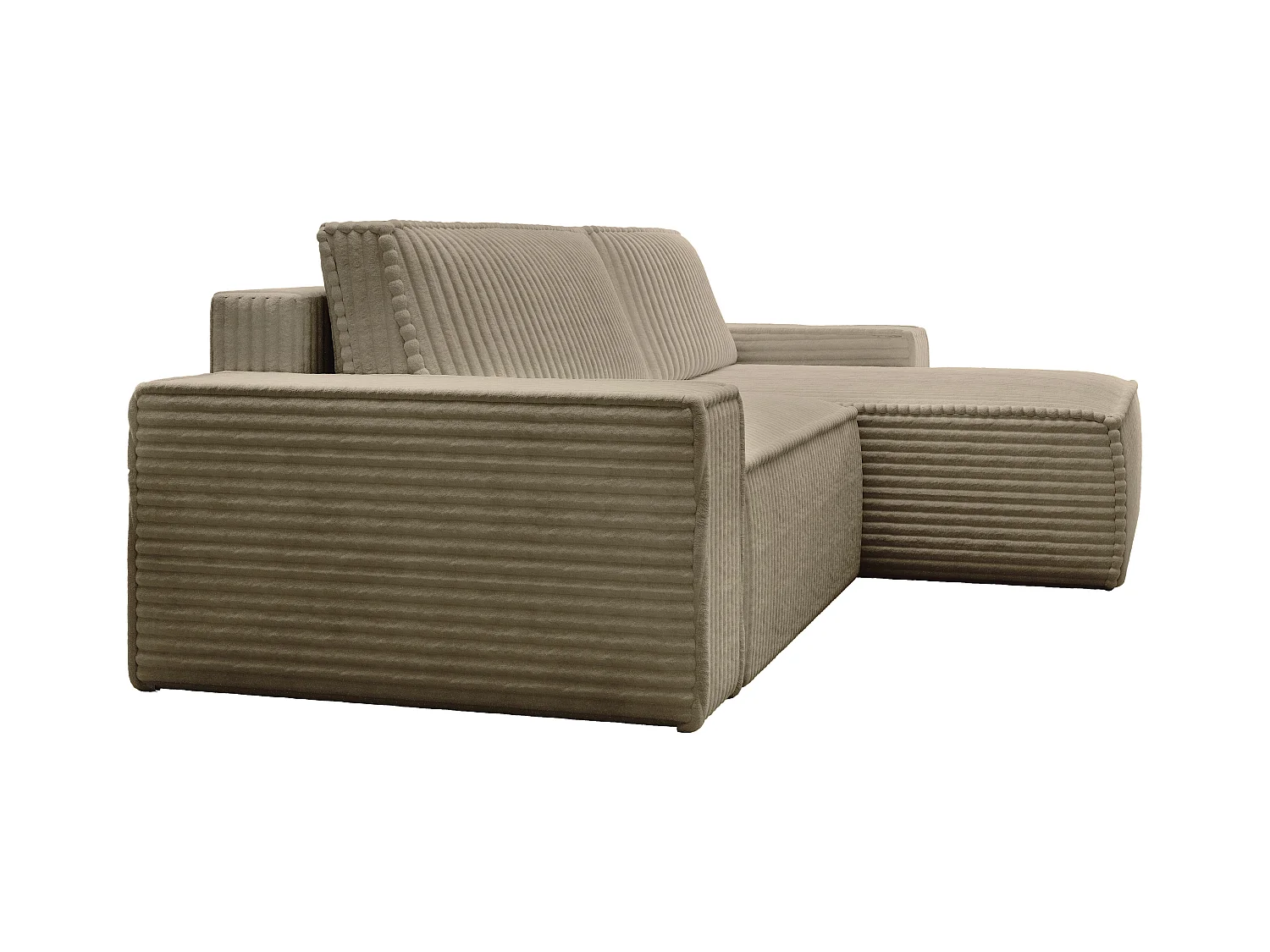 Ecksofa mit Schlaffunktion - Ecke rechts - grob gerippter Cord - Taupe - AMELIA
