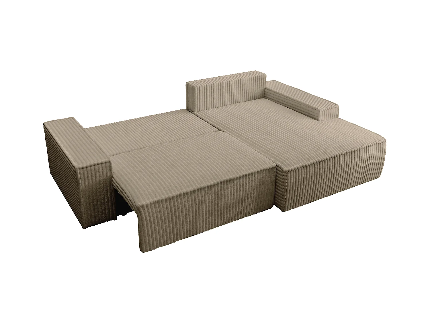 Ecksofa mit Schlaffunktion - Ecke rechts - grob gerippter Cord - Taupe - AMELIA