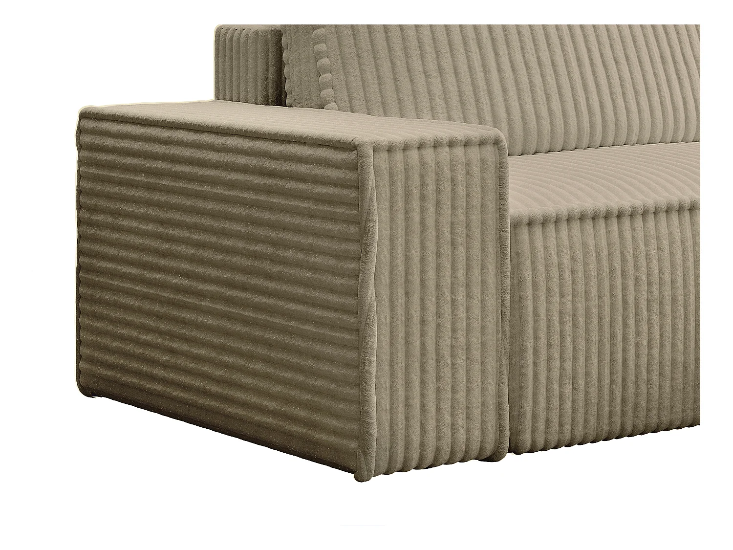 Ecksofa mit Schlaffunktion - Ecke rechts - grob gerippter Cord - Taupe - AMELIA