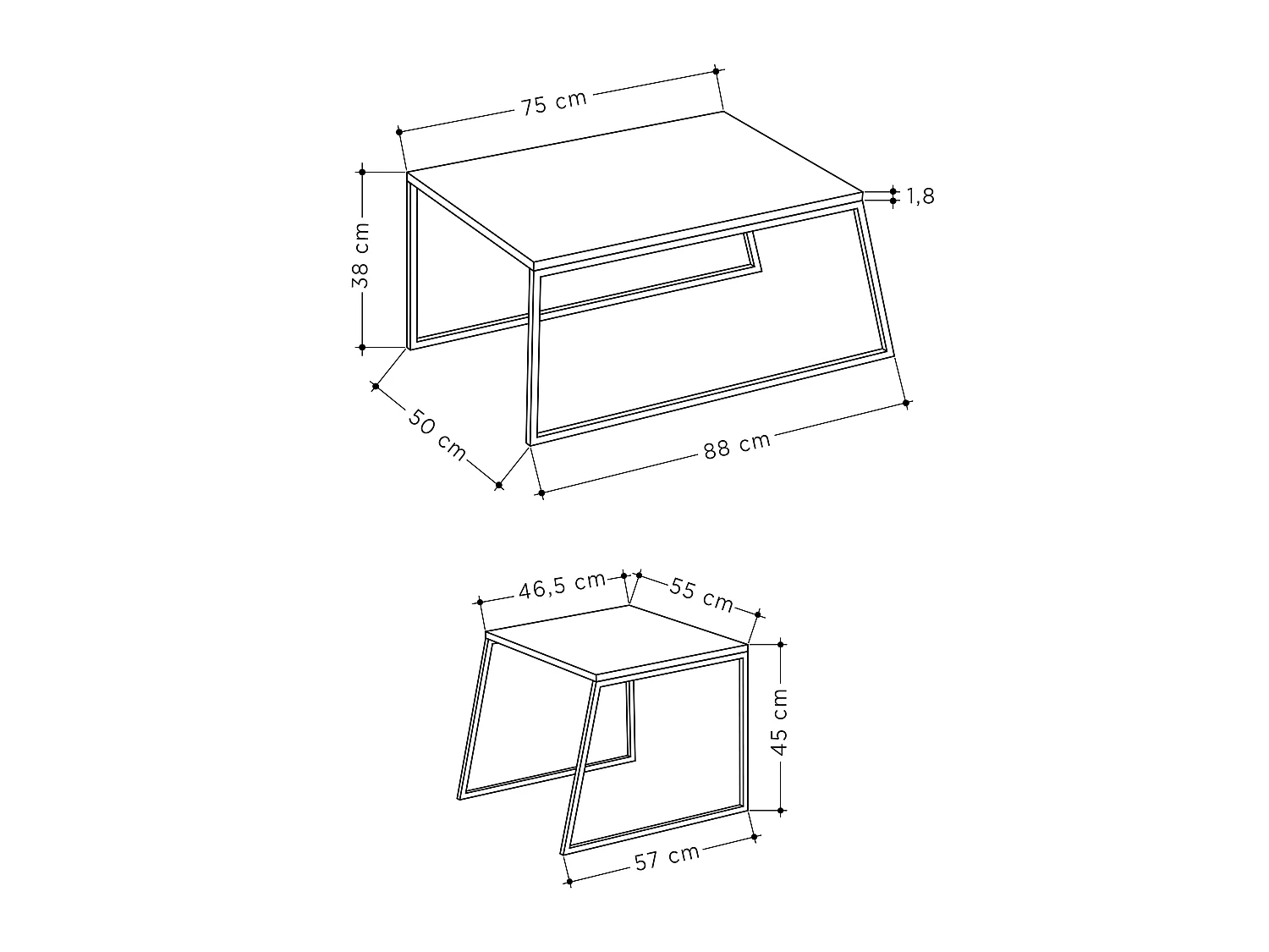 Couchtisch PAL -  Anthrazit Grau - 88 x 50 x 38 cm