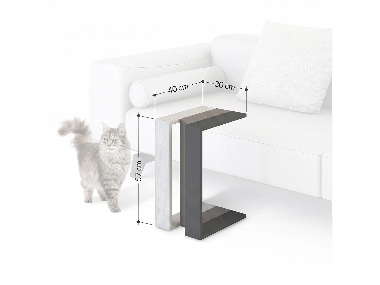 Decortie Gris Moka 40x30x57cm Table C Panneau de particules Table de salon Muju
