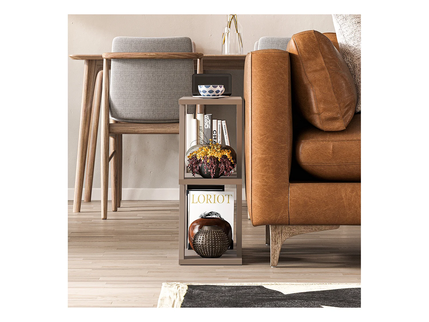 Beistelltisch LAZENA- Naturfarben hell, 60x56x22