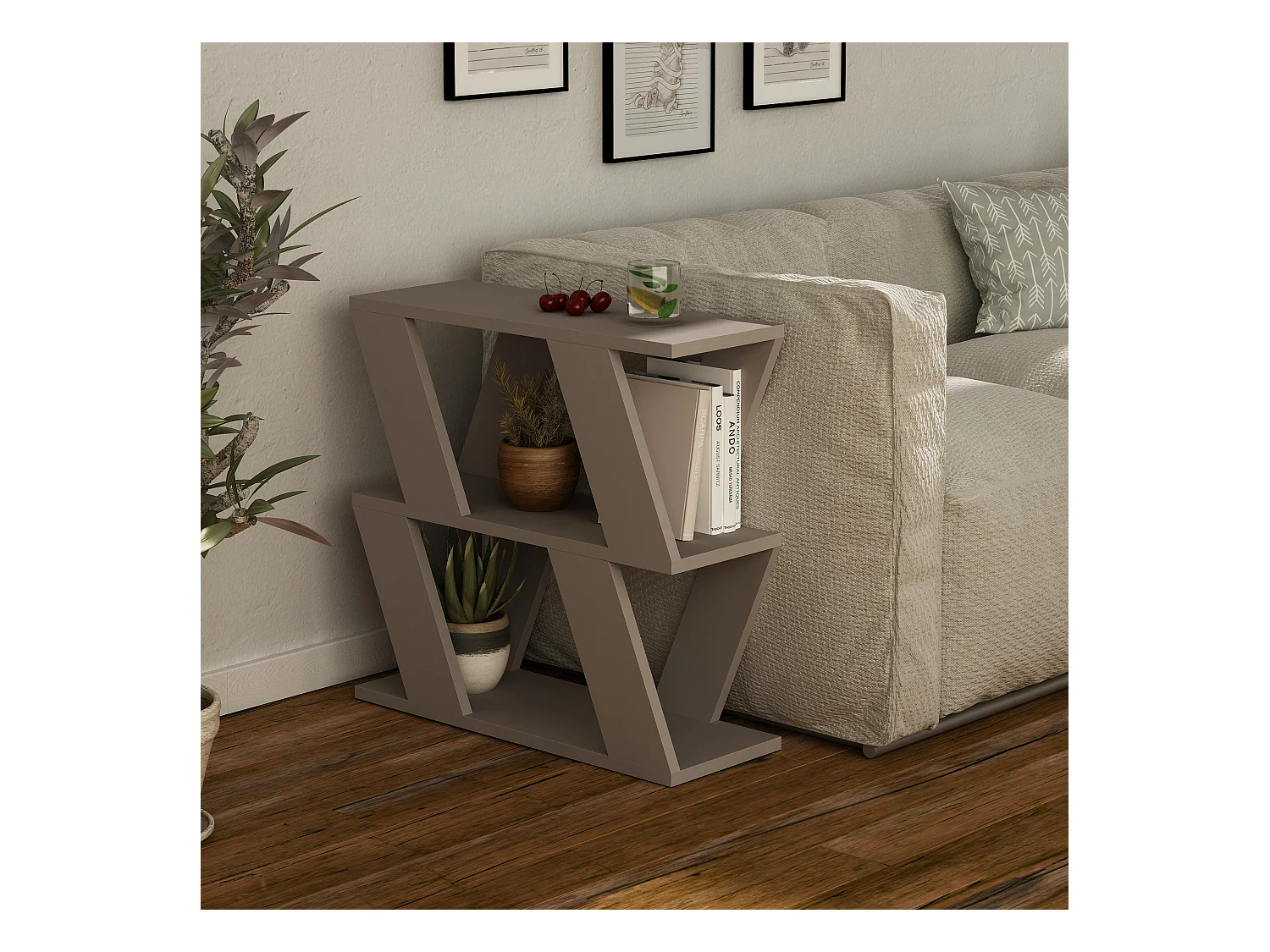 Beistelltisch LAZENA- Naturfarben hell, 60x56x22