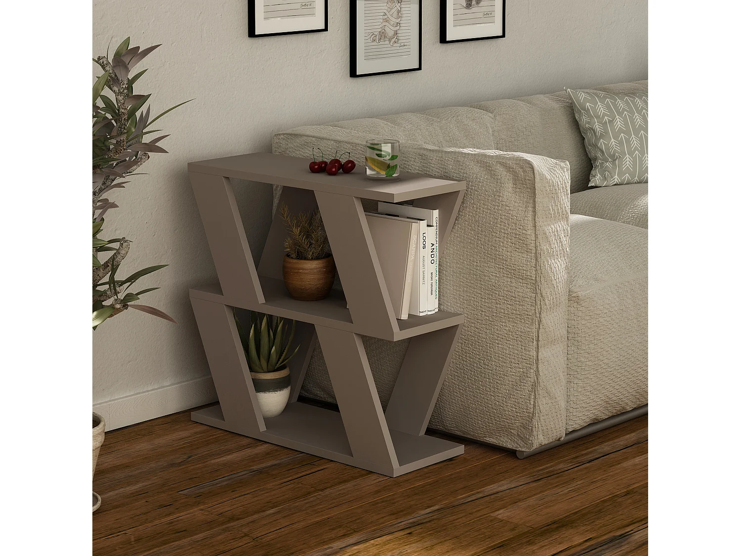 Table d'appoint LAZENA - couleur naturelle claire, 60x56x22