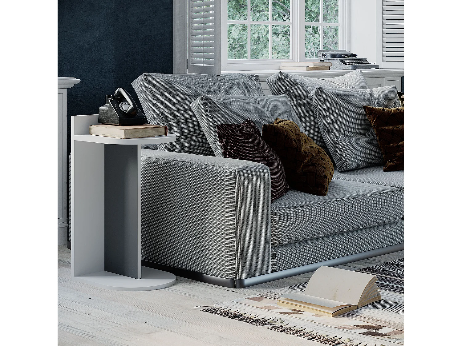 Table d'appoint DOM- blanc, 30x61x34