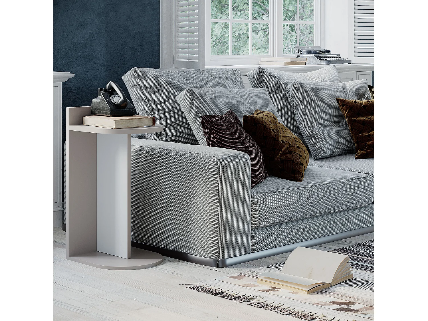 Beistelltisch DOM -  Mokka Grau-Weiß - 29,6 x 33,8 x 60,7 cm