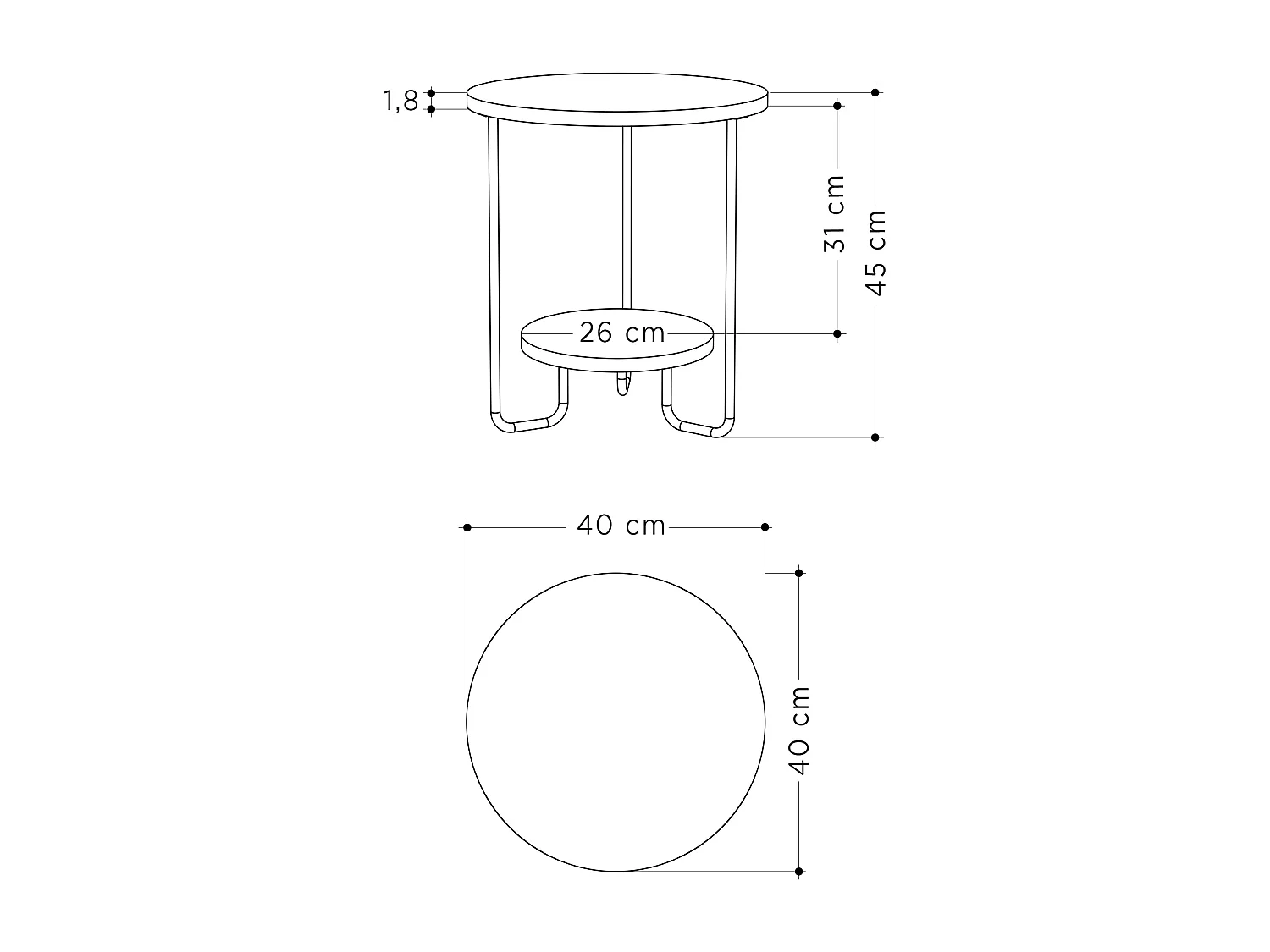 Table d'appoint CORRO- blanc, 40x45x40