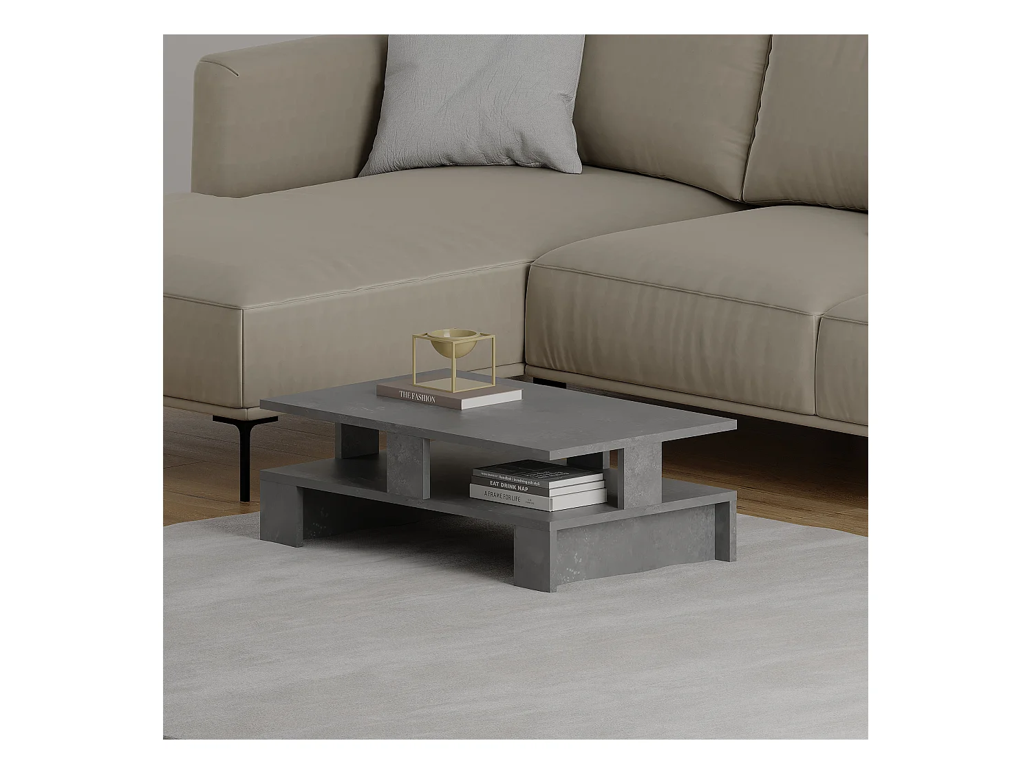 Couchtisch MANSU - Retro Grau - 80 x 50 x 27,5 cm