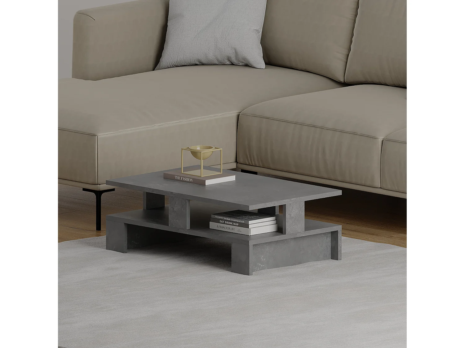 Couchtisch MANSU - Retro Grau - 80 x 50 x 27,5 cm